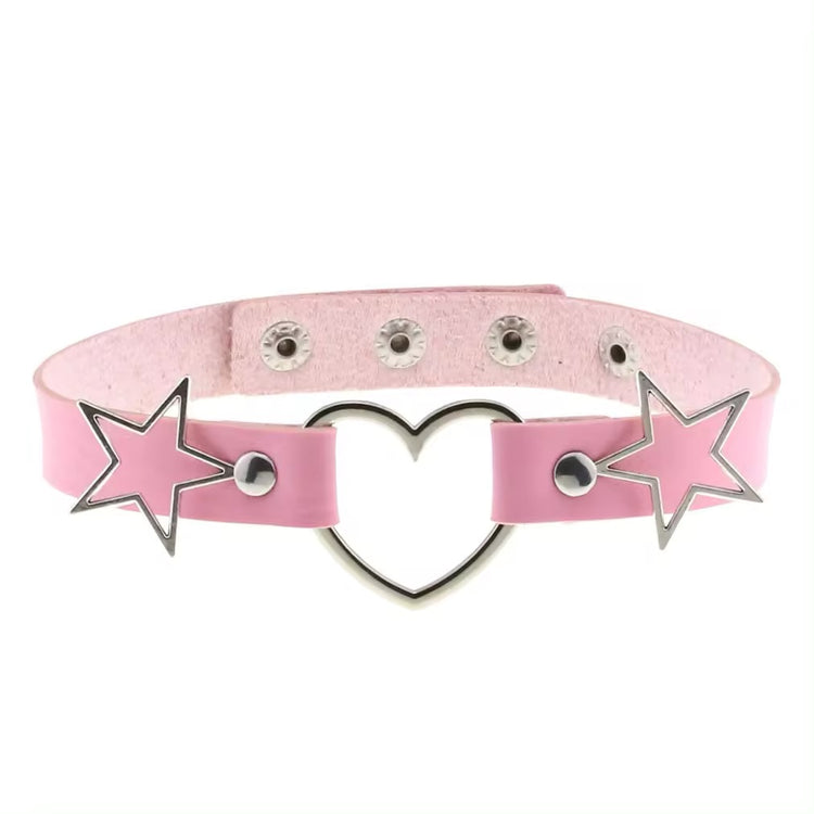 Pink Punk Leather Chokers