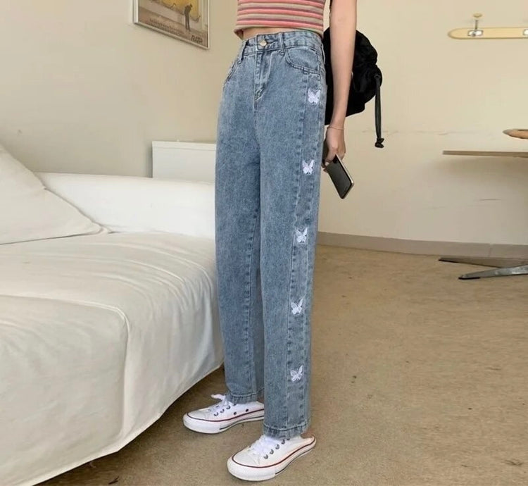 Sweet Butterfly Embroidered Jeans – Moody Quick Ship (U.S. Only)