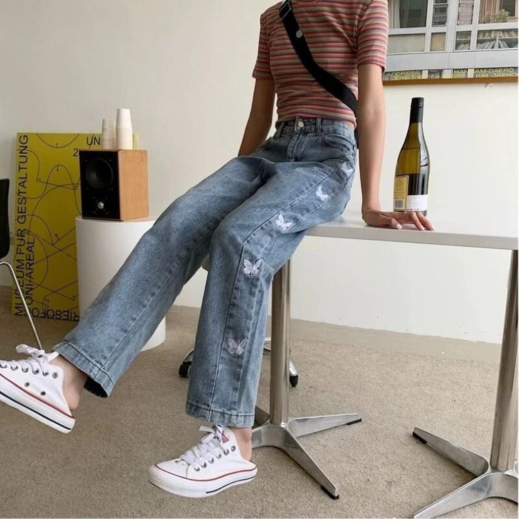 Sweet Butterfly Embroidered Jeans – Moody Quick Ship (U.S. Only)