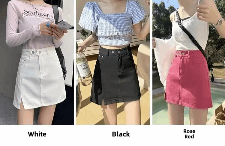 Double Button Denim Mini Skirt