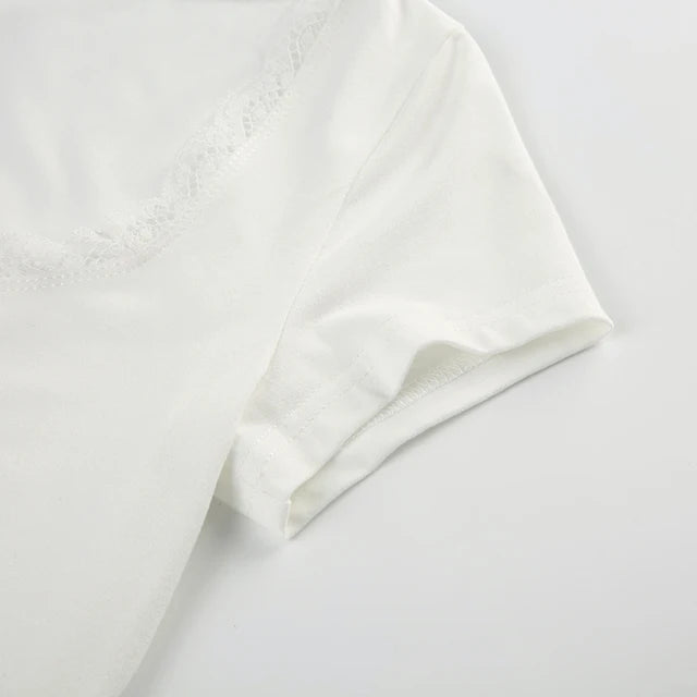 Bow Cutie Lace Trim Crop Top – Moody Quick Ship (U.S. Only)