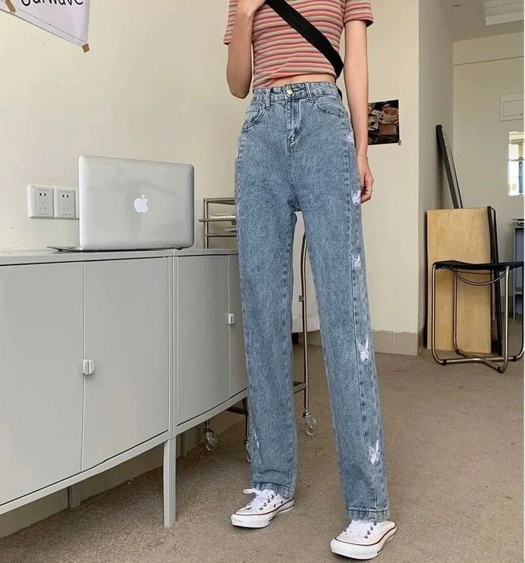 Sweet Butterfly Embroidered Jeans – Moody Quick Ship (U.S. Only)
