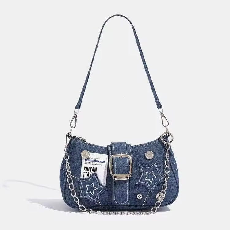 Y2K Star Denim Shoulder Bag