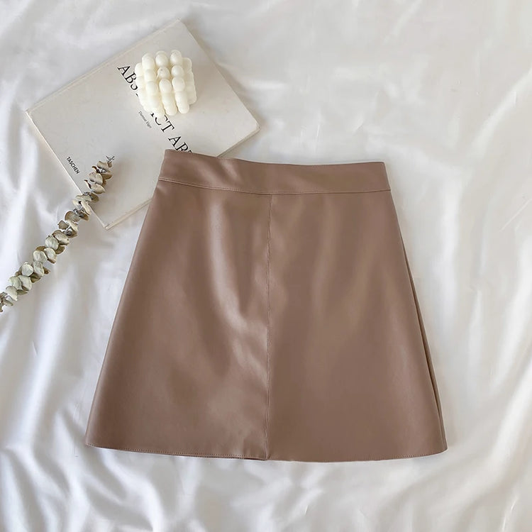 Candy Color Faux Leather Skort
