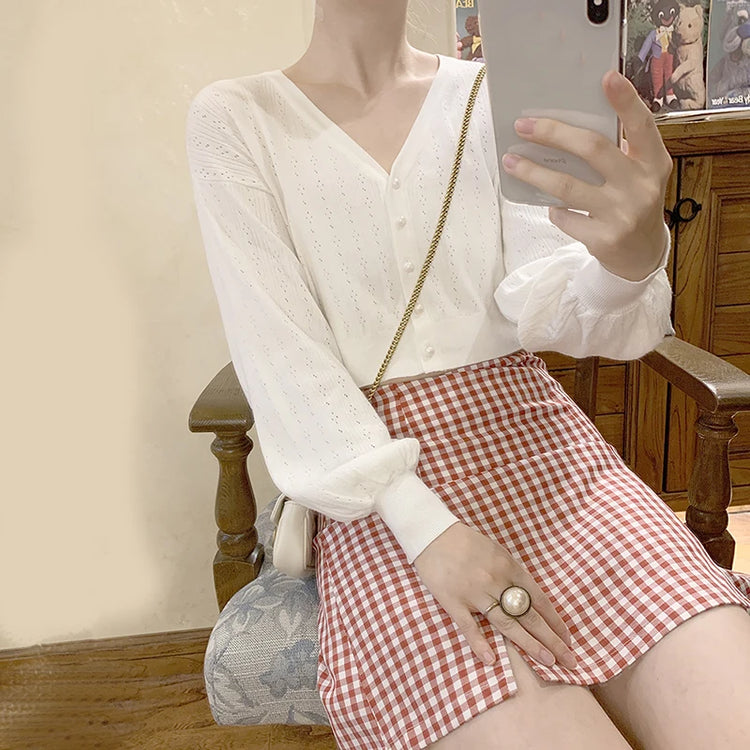 Dreamknit Lantern Sleeve Cropped Cardigan – Local Stock