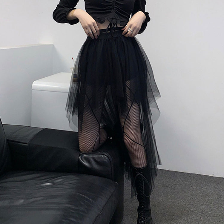 Rebel Pixie Asymmetrical Mesh Skirt
