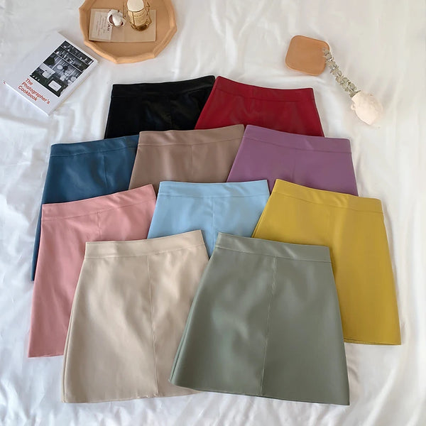 Candy Color Faux Leather Skort – Local Stock Candy Color Faux Leather Skort – Local Stock