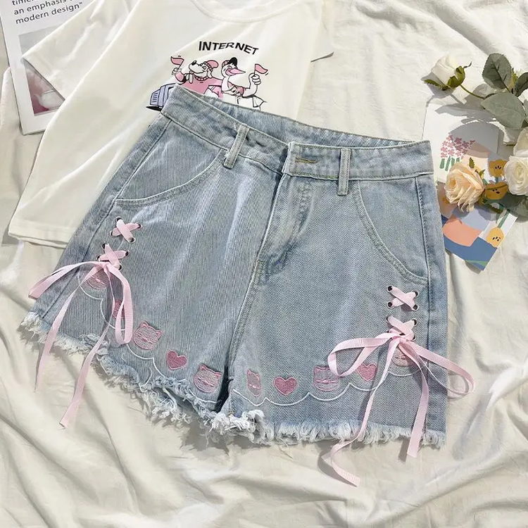 Lovable High-Waisted Party Animal Denim Shorts