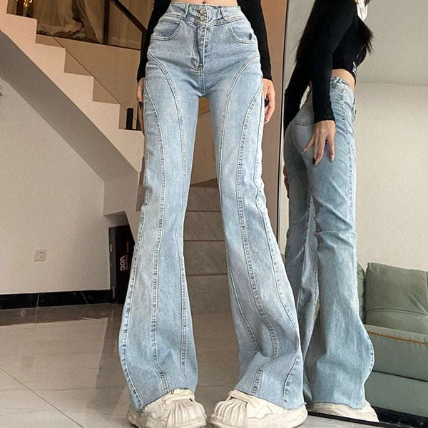 High Waist Spliced Flare Jeans – Moody Quick Ship (U.S. Only) High Waist Spliced Flare Jeans – Moody Quick Ship (U.S. Only)