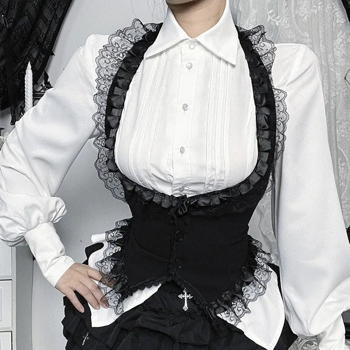 Nocturne Lace-Trim Halter Corset Top