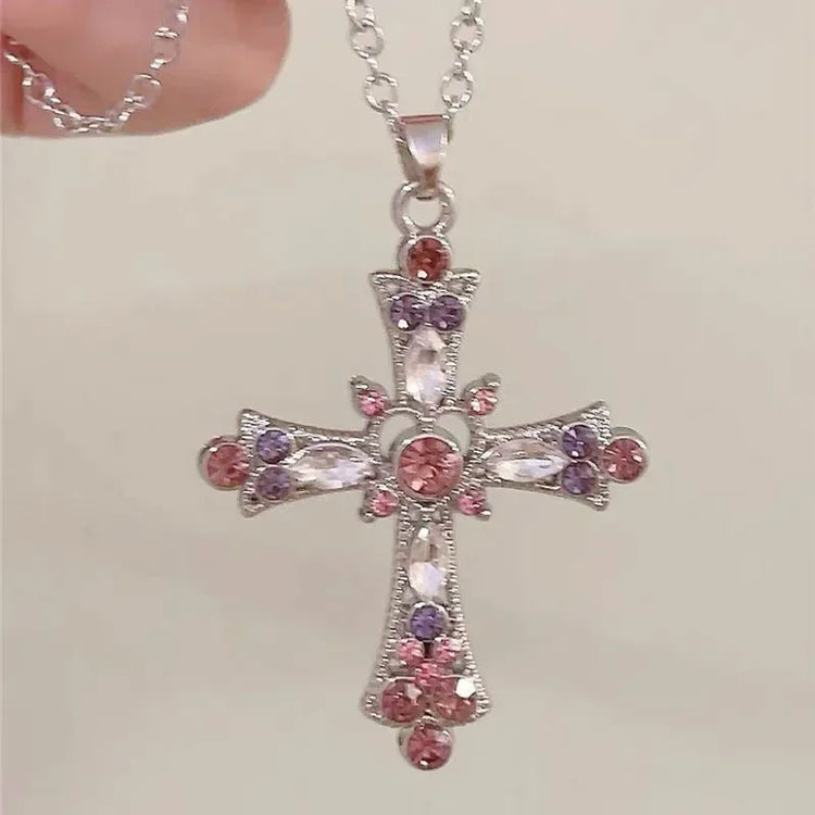 Heaven’s Kiss Crystal Cross Necklace