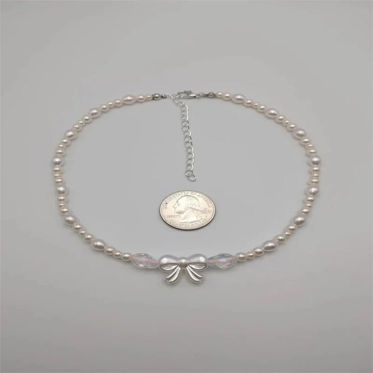 Charming Pearl Bow Choker – Moody Quick Ship (U.S. Only)