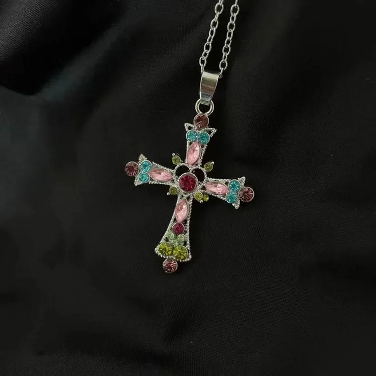 Heaven’s Kiss Crystal Cross Necklace