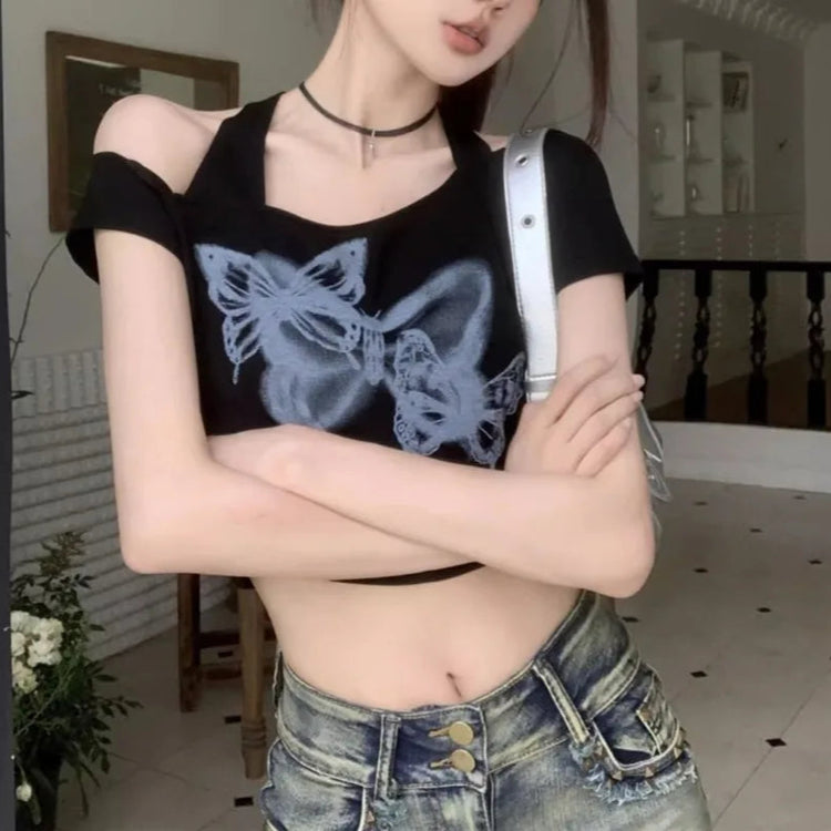Butterfly Shadows Open Shoulder Top