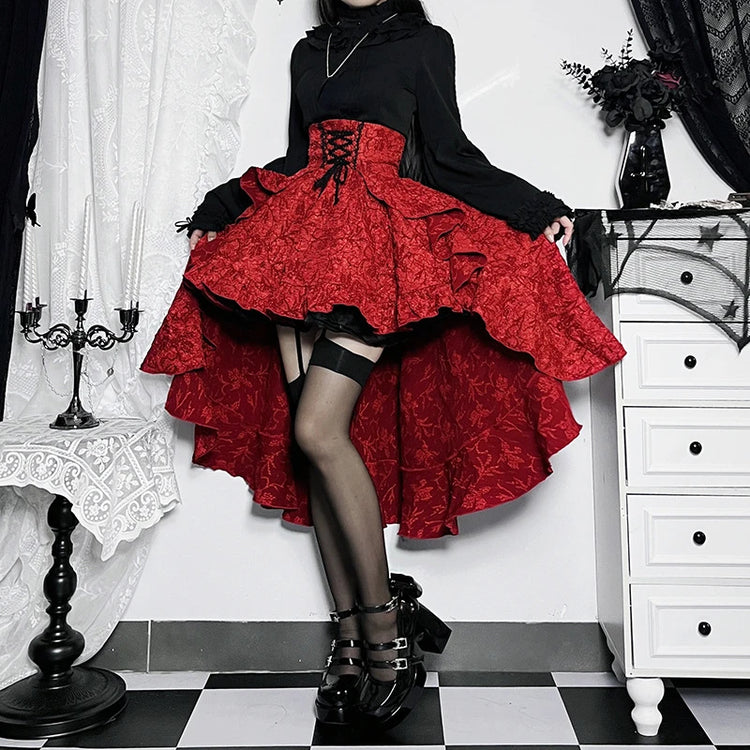 Gothic Drama High Low Skirt