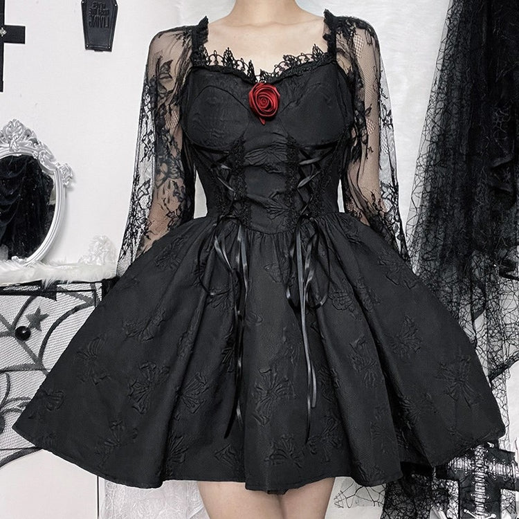 Gothic Rose Queen Lace-Up Dress