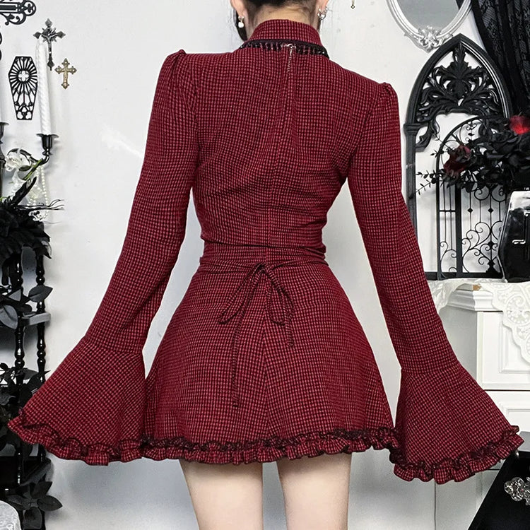 Crimson Scholar Plaid Dress