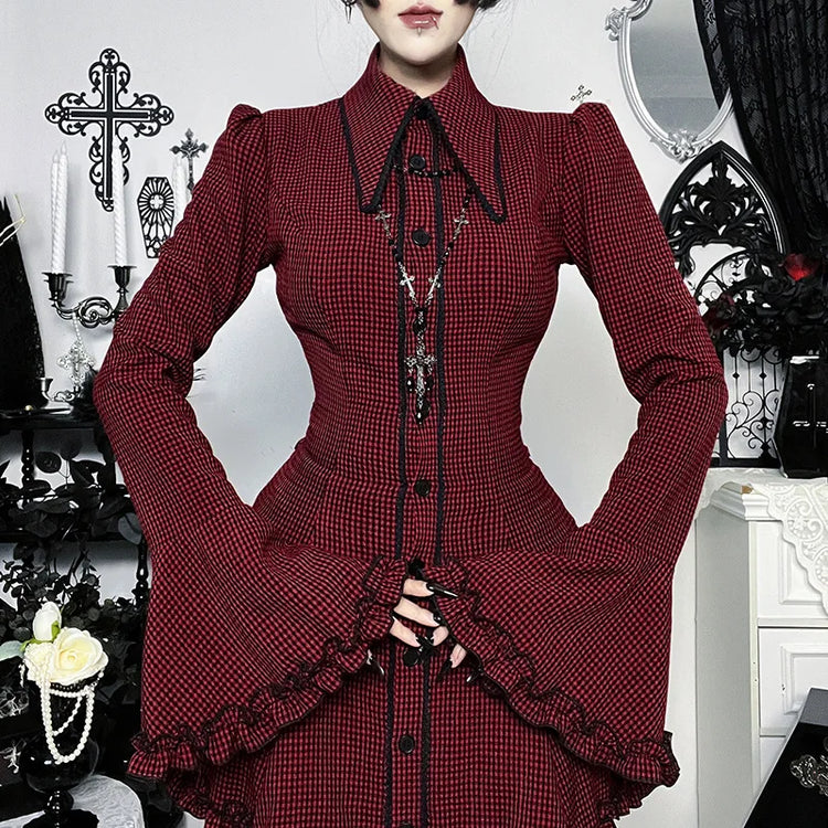 Crimson Scholar Plaid Dress