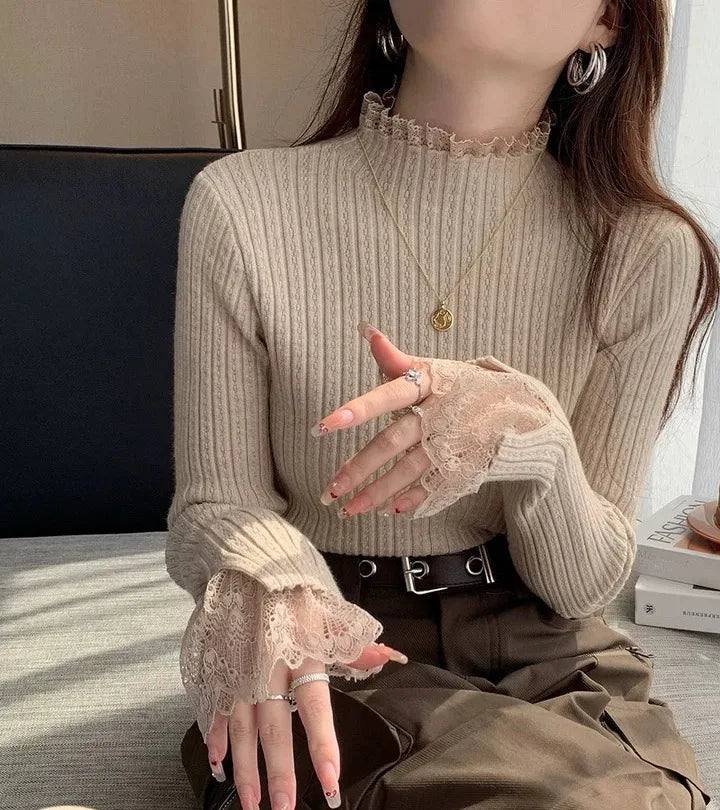 Lace Reverie Mock Neck Top