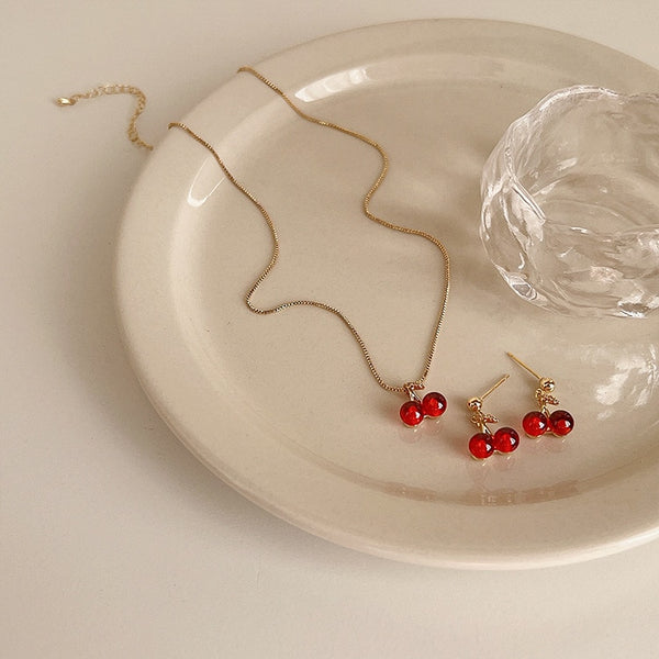 Delicate Cherry Jewelry Set Delicate Cherry Jewelry Set