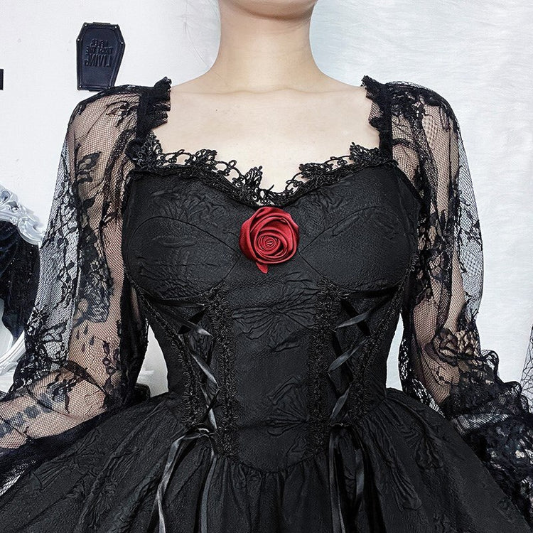 Gothic Rose Queen Lace-Up Dress