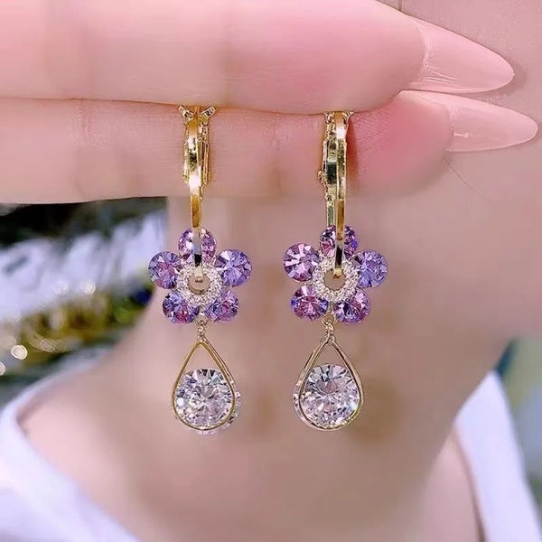 Crystal Flower Teardrop Earrings – Local Stock Crystal Flower Teardrop Earrings – Local Stock