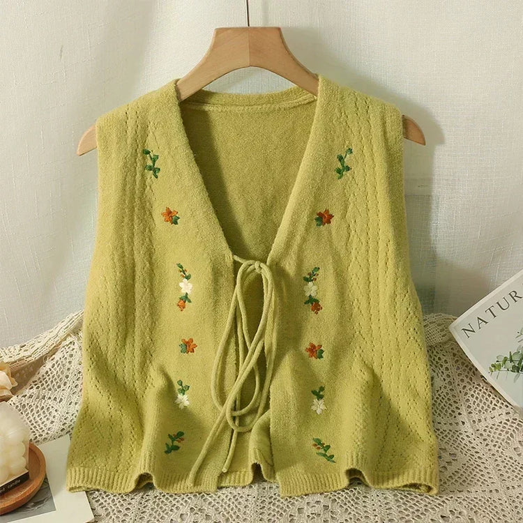 Floral Harmony Knit Vest