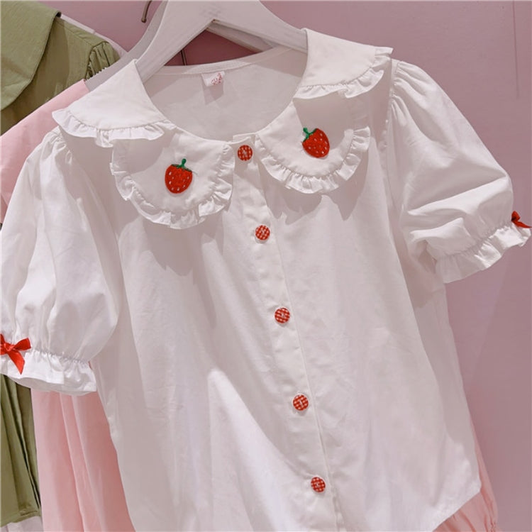 Sweet Strawberry Kawaii Embroidered Blouse