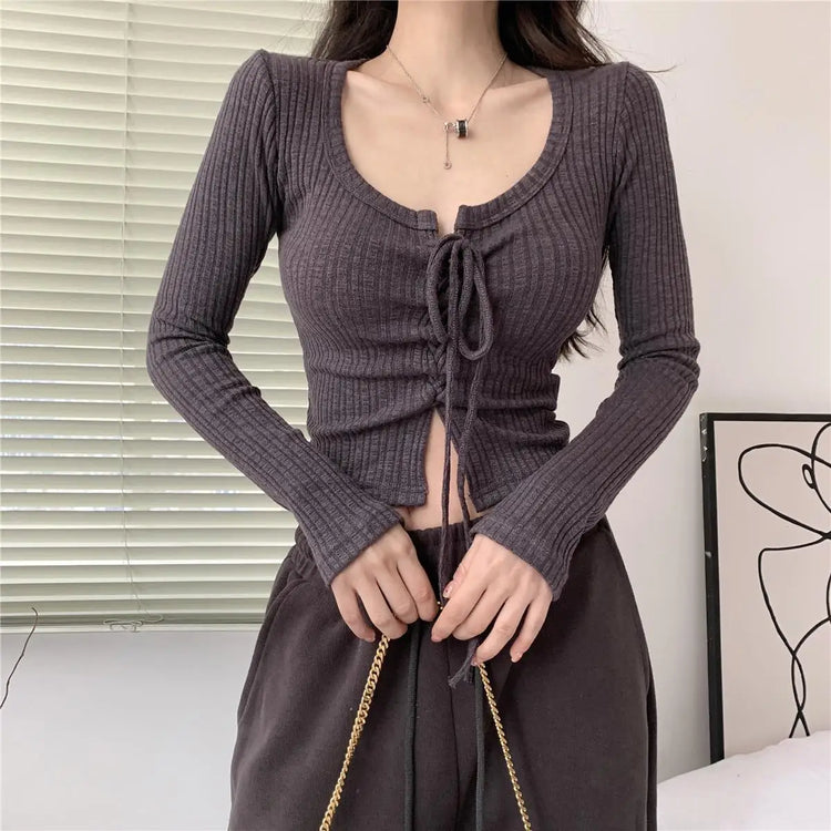 Lace-Up Open Crop Top – Moody Quick Ship (U.S. Only)