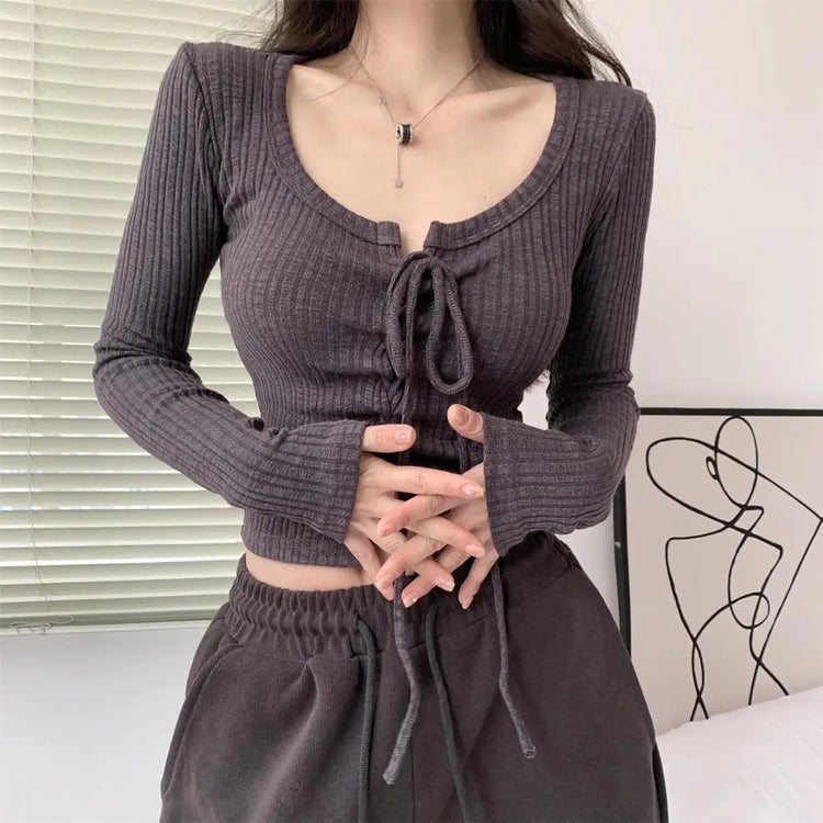 Lace-Up Open Crop Top – Moody Quick Ship (U.S. Only)