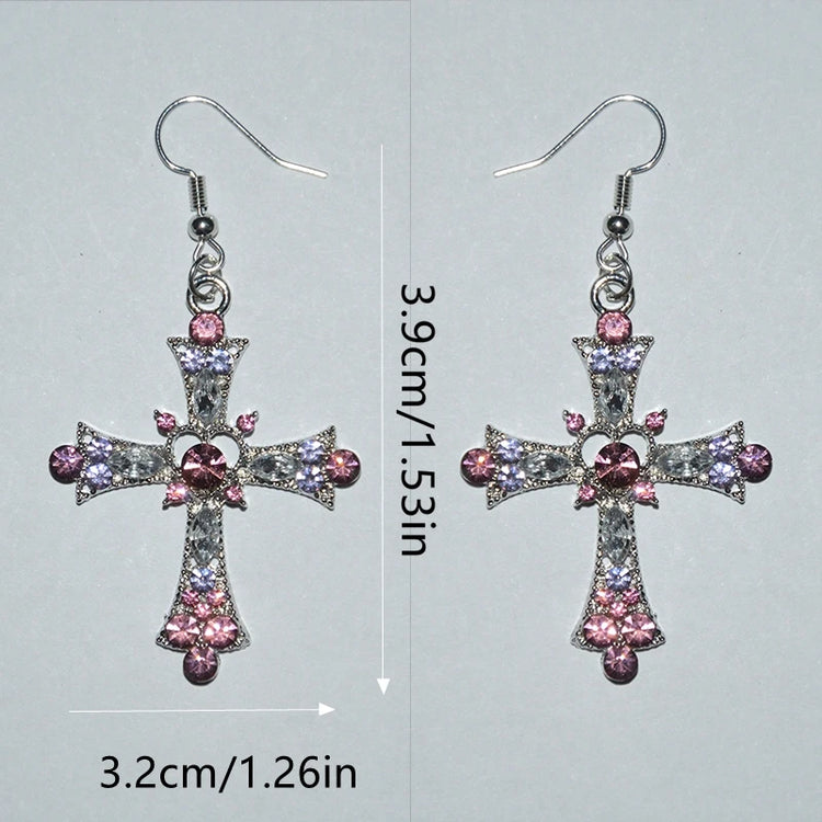 Heaven’s Kiss Crystal Cross Earrings