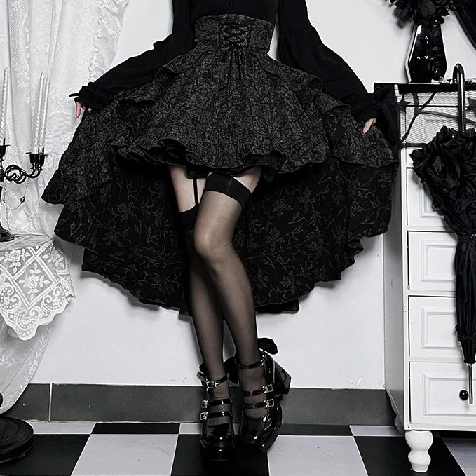 Gothic Drama High Low Skirt