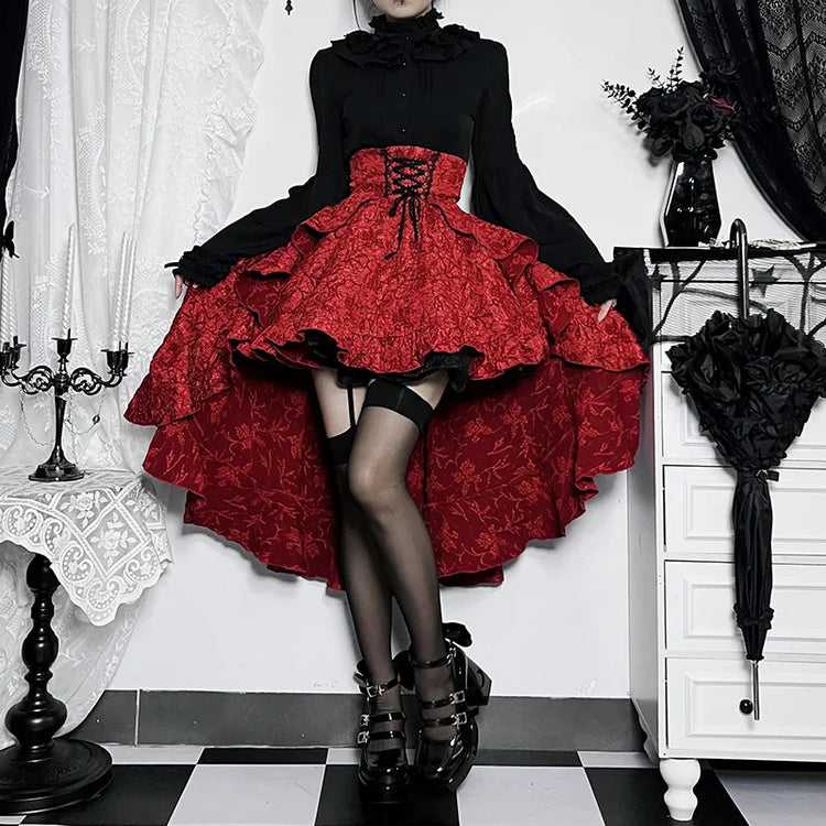 Gothic Drama High Low Skirt
