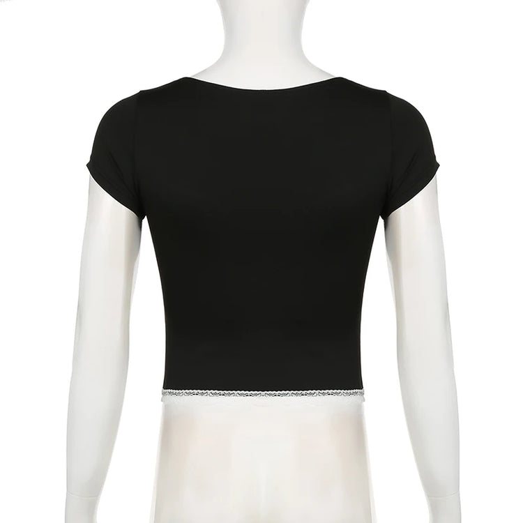 Bow Cutie Lace Trim Crop Top – Moody Quick Ship (U.S. Only)