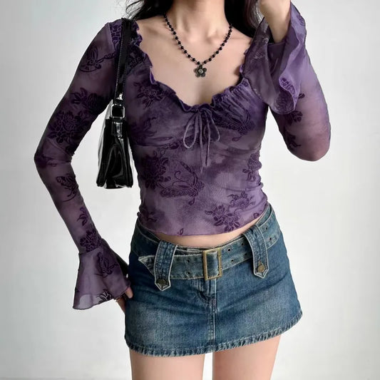 Midnight Violet Mesh Top – Local Stock
