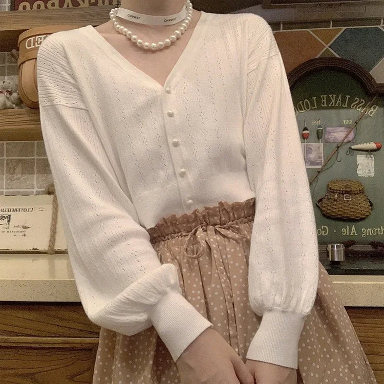 Dreamknit Lantern Sleeve Cropped Cardigan – Local Stock