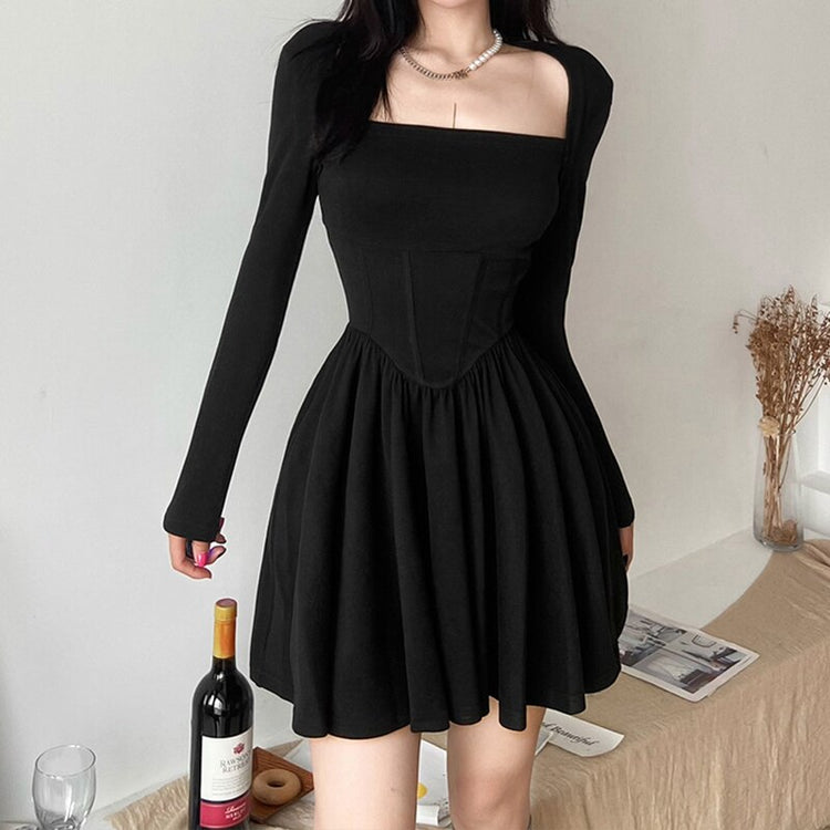 Dark Corset Long Sleeve Dress