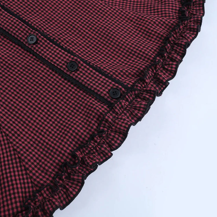 Crimson Scholar Plaid Dress