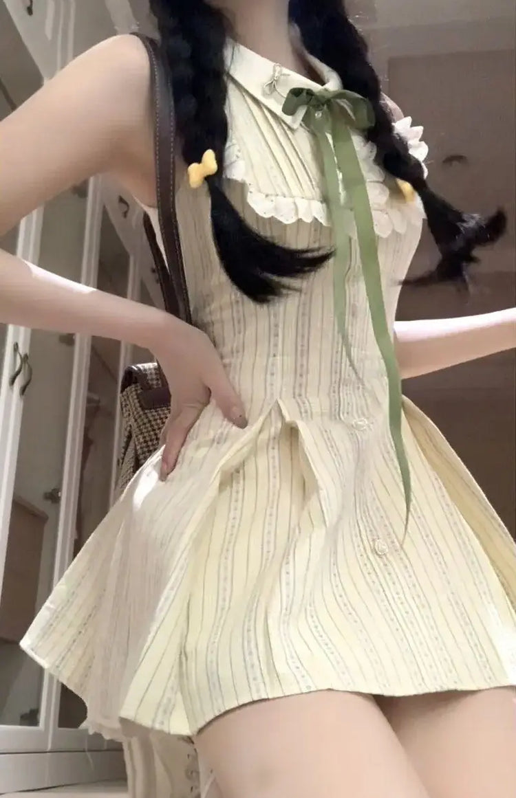 Green Ribbon Candy Delight Mini Dress