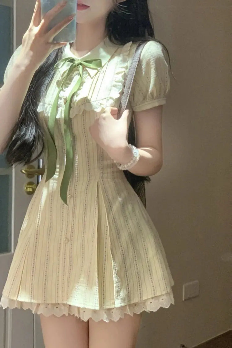 Green Ribbon Candy Delight Mini Dress