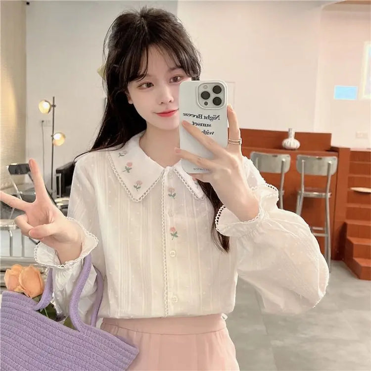 Precious Flower Embroidered Blouse – Moody Quick Ship (U.S. Only)