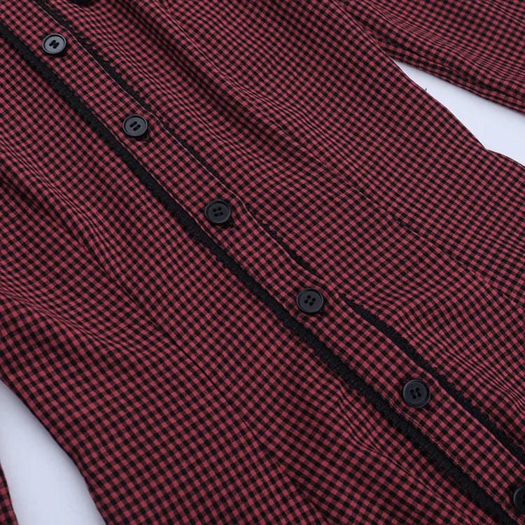 Crimson Scholar Plaid Dress