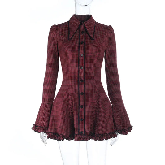 Crimson Scholar Plaid Dress