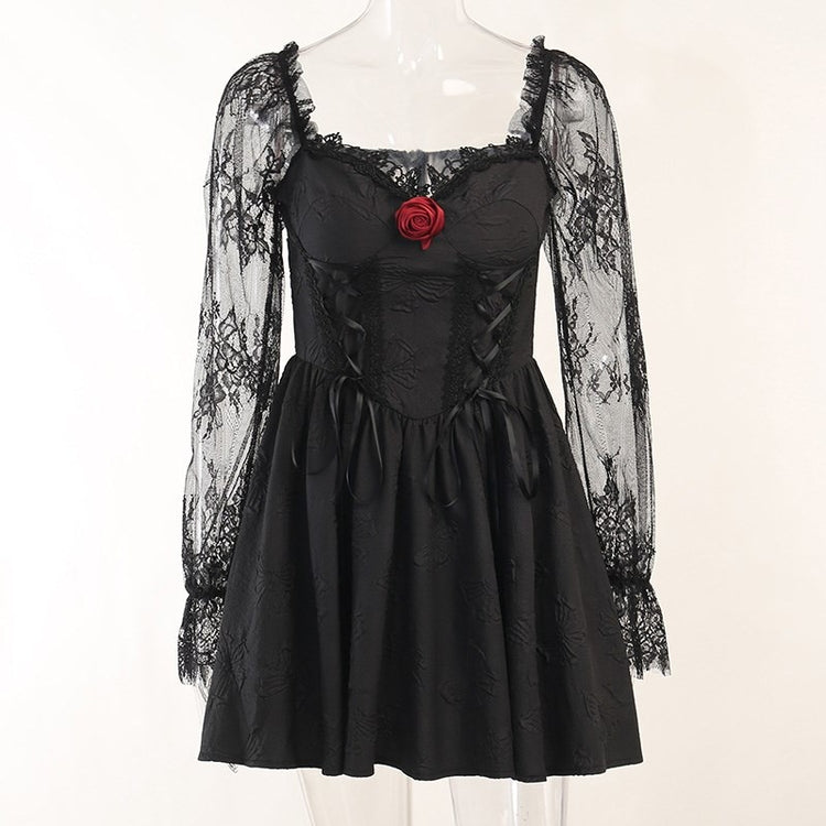 Gothic Rose Queen Lace-Up Dress