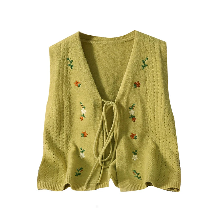 Floral Harmony Knit Vest