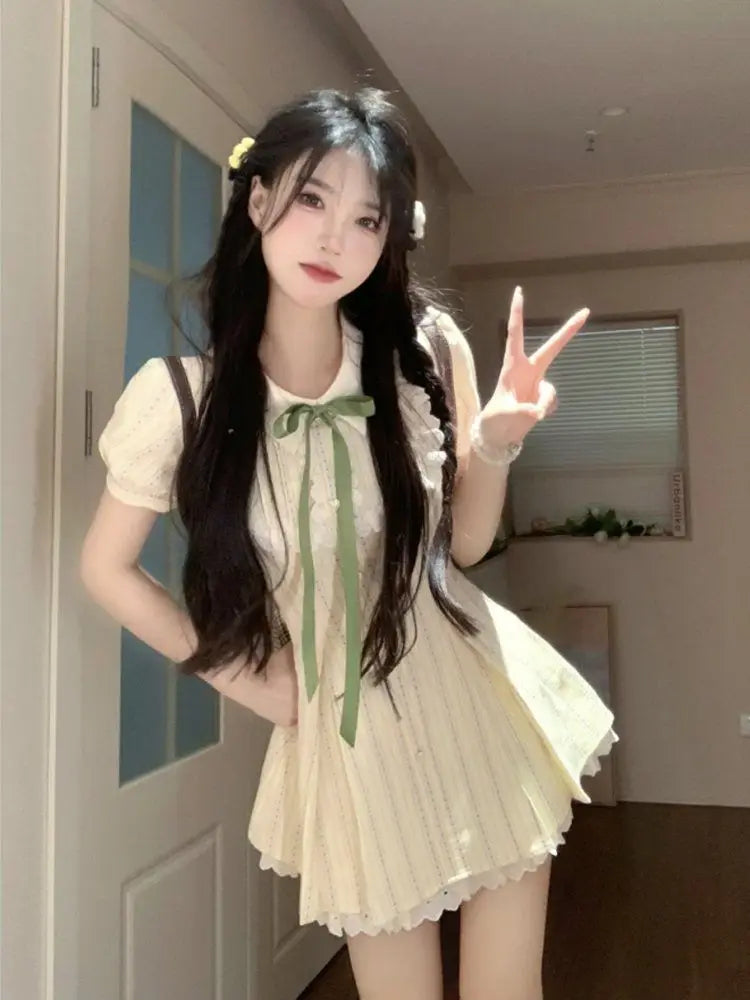 Green Ribbon Candy Delight Mini Dress