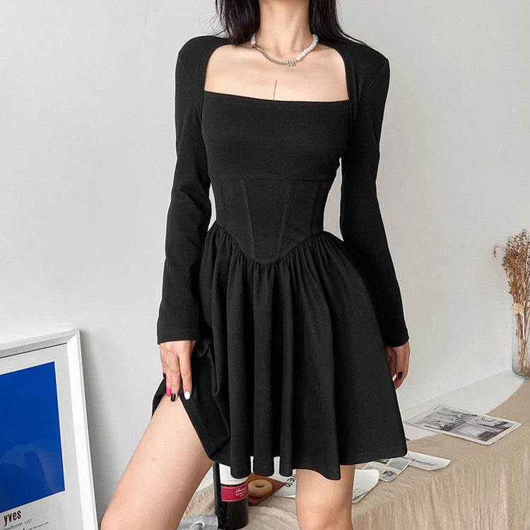 Dark Corset Long Sleeve Dress