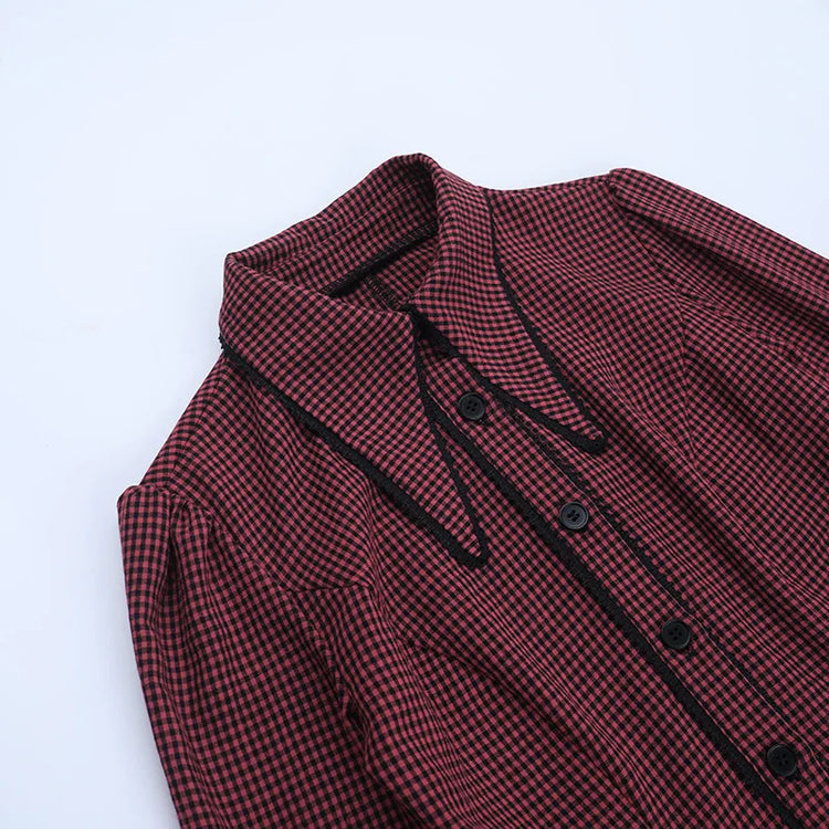 Crimson Scholar Plaid Dress