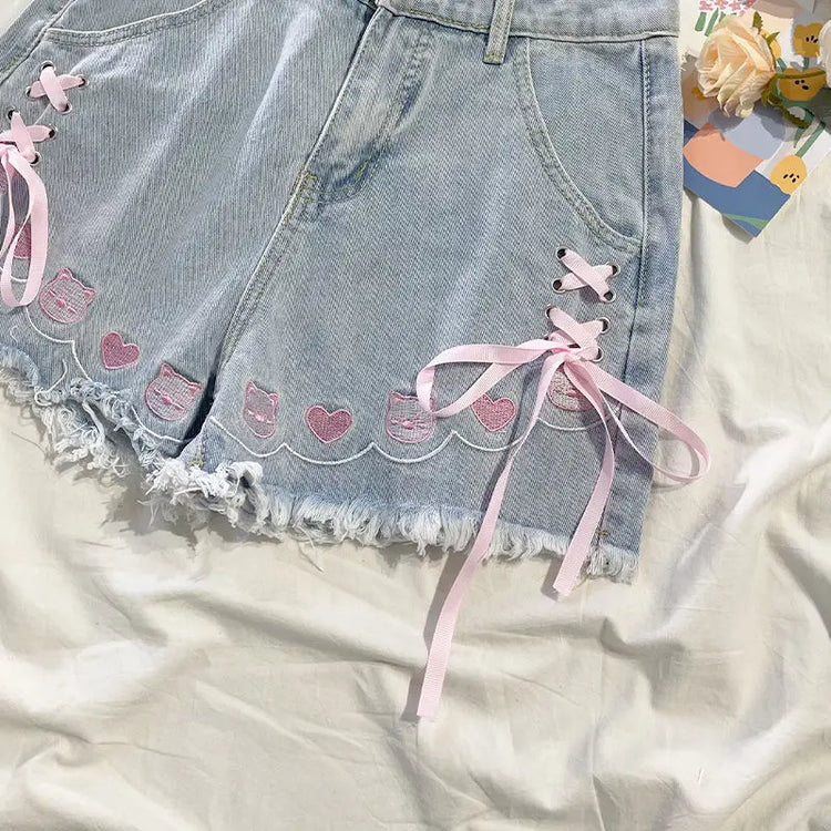 Lovable High-Waisted Party Animal Denim Shorts
