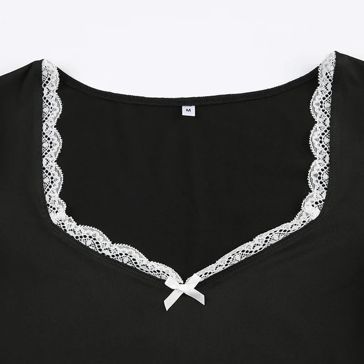 Bow Cutie Lace Trim Crop Top – Moody Quick Ship (U.S. Only)